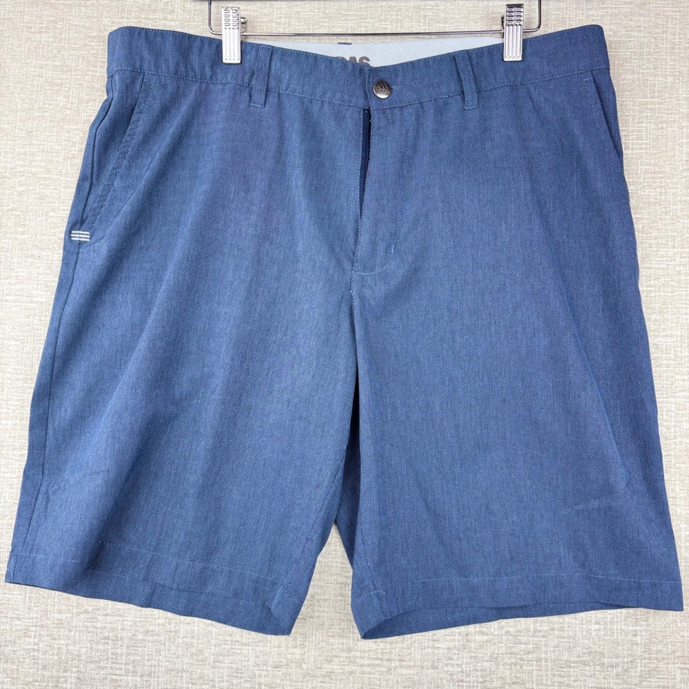 Adidas Mens Size 36 Blue Herringbone Golf Shorts Performance Activewear